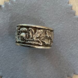 Silver Leaf and Acorn Ring